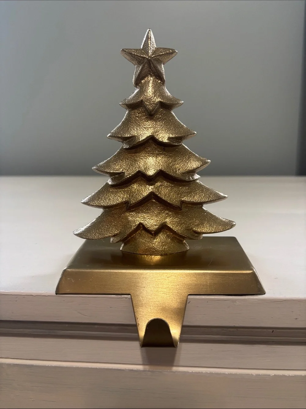 Gold Christmas Tree Stocking Holder Metal